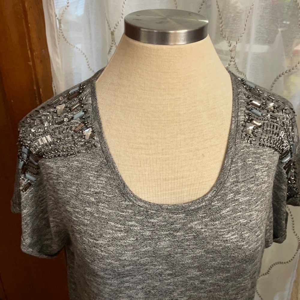 Lane Bryant Grey Embellished Sleeve Sweater Top